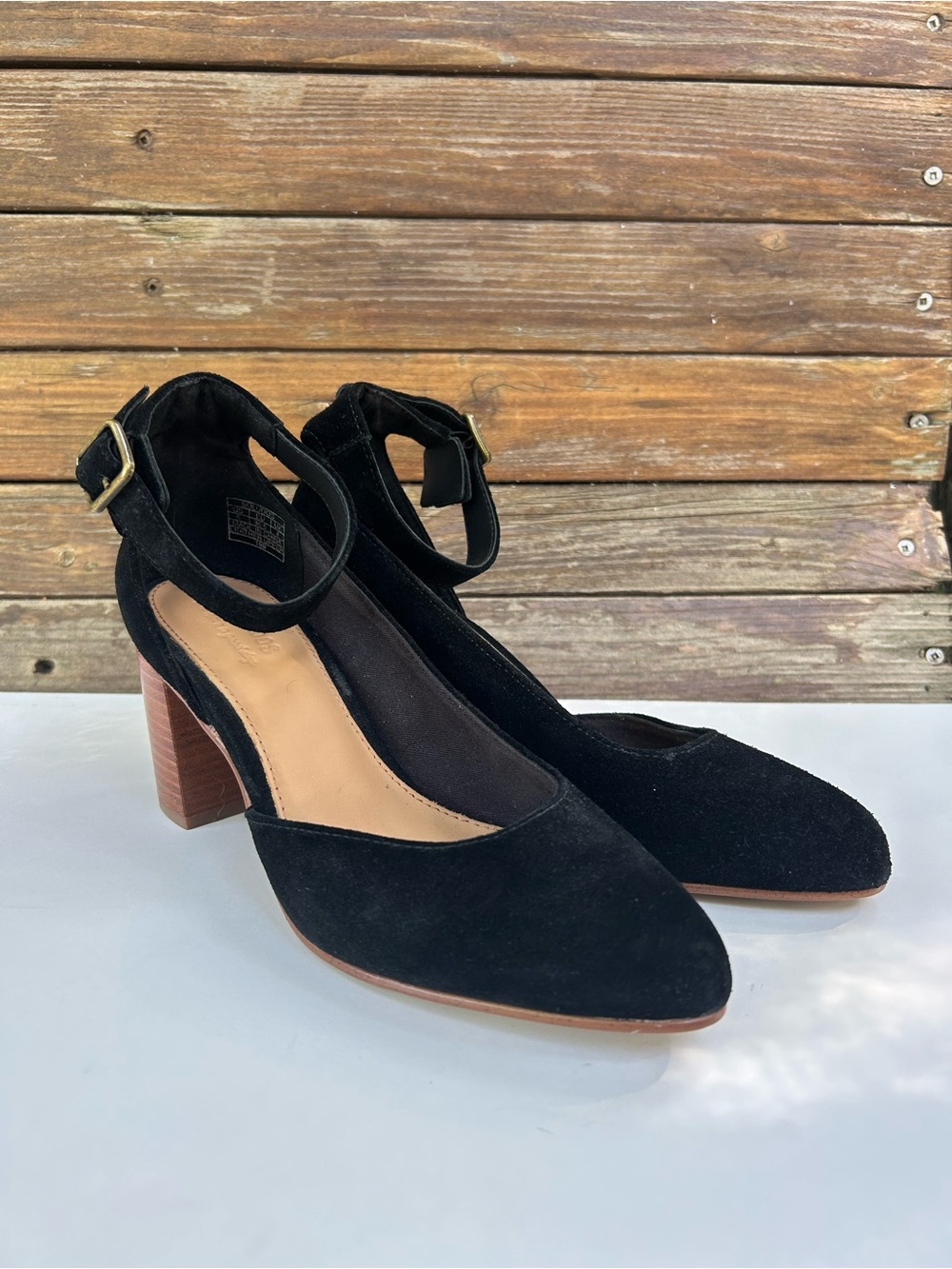 Soludos suede leather black chunky heel round toe shoes sandals size 6